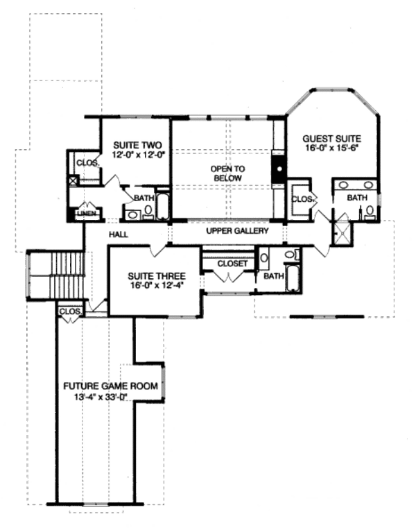 Home Plan - European Floor Plan - Upper Floor Plan #413-812