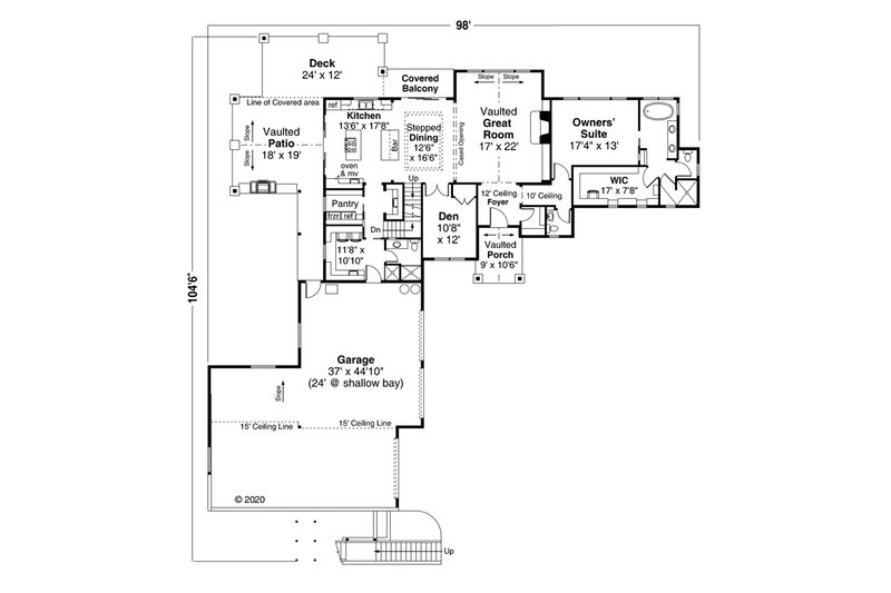 Architectural House Design - Floor Plan - Main Floor for European House Plan #124-1200 - 4 bed, 5.5 bath