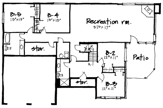 Floor Plan - Lower Floor for Traditional House Plan #308-208 - 6 bed, 3.5 bath