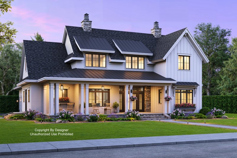 Architectural House Design - Exterior - Front Elevation 3 for Farmhouse House Plan #51-1154 - 4 bed, 4.5 bath