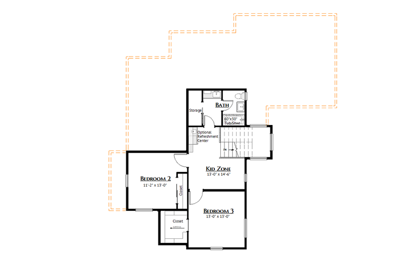 House Blueprint - Floor Plan - Upper Floor for European House Plan #1099-20 - 3 bed, 2.5 bath