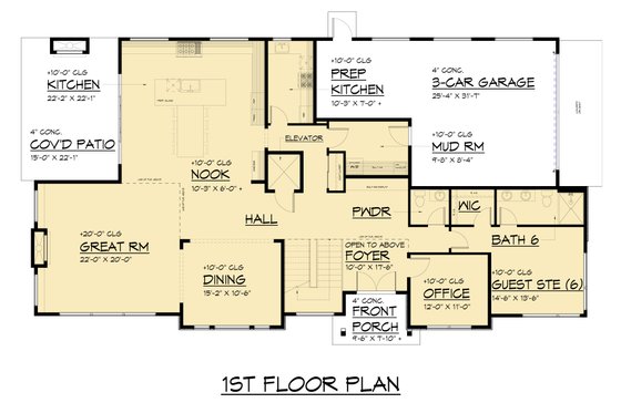 Floor Plan - Main Floor for Contemporary House Plan #1066-294 - 6 bed, 6.5 bath