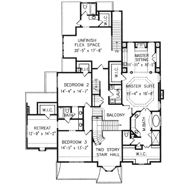 Southern Floor Plan - Upper Floor Plan #54-154