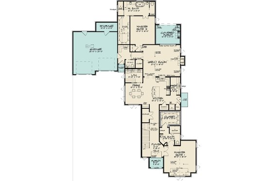Floor Plan - Main Floor for Contemporary House Plan #17-3422 - 3 bed, 3.5 bath