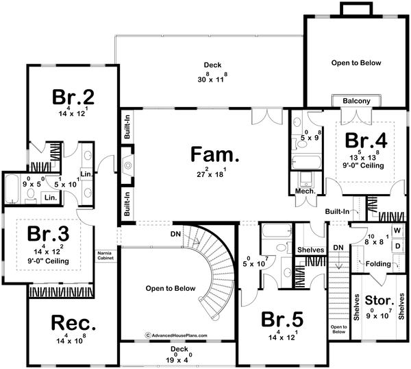 Mediterranean Floor Plan - Upper Floor Plan #455-524
