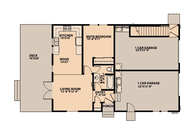 Architectural House Design - Floor Plan - Main Floor for Traditional House Plan #515-7 - 4 bed, 3 bath