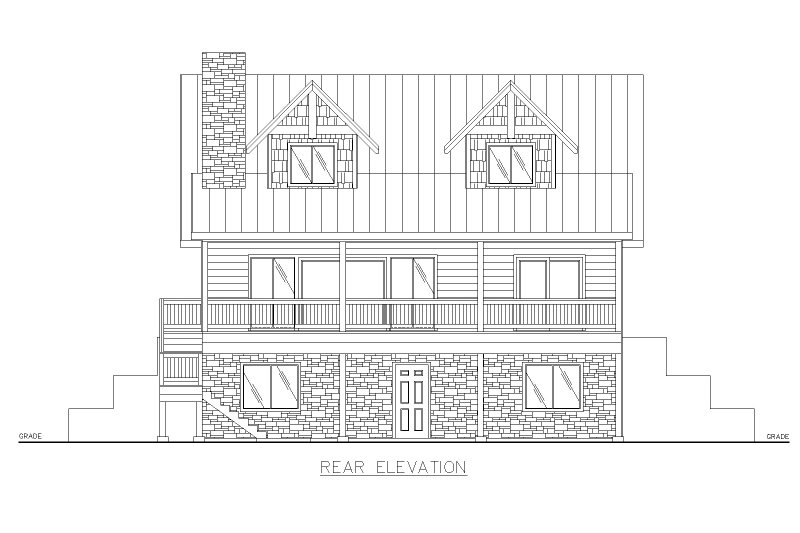 House Design - Exterior - Rear Elevation for Farmhouse House Plan #117-1013 - 2 bed, 2 bath