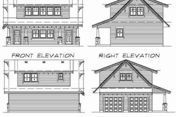 Exterior - Rear Elevation for Bungalow House Plan #47-638 - 1 bed, 1 bath