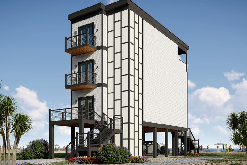 House Design - Exterior - Front Elevation 5 for Beach House Plan #932-1001 - 3 bed, 3.5 bath