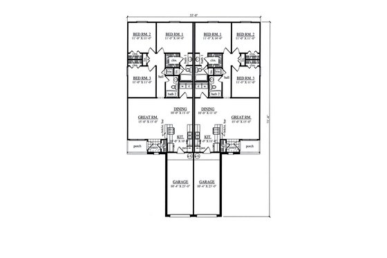 Floor Plan - Main Floor for Country House Plan #42-377 - 3 bed, 2 bath