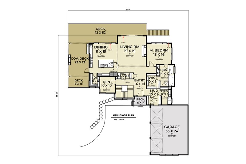 Home Plan - Floor Plan - Main Floor for Contemporary House Plan #1070-161 - 4 bed, 2.5 bath
