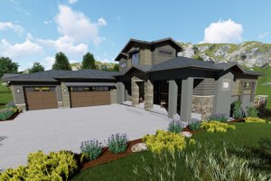 Exterior - Front Elevation 5 for Modern House Plan #1069-9 - 4 bed, 3.5 bath