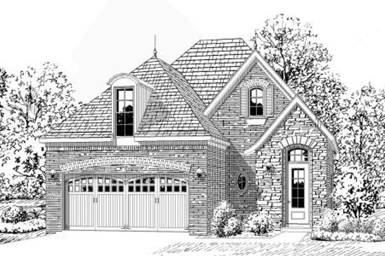 Exterior - Front Elevation for European House Plan #424-122 - 3 bed, 2 bath