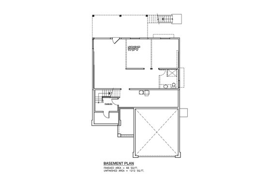 Floor Plan - Lower Floor for Craftsman House Plan #1100-105 - 3 bed, 2 bath