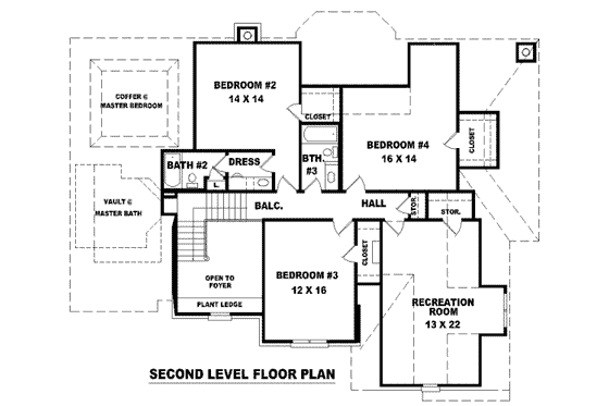 Floor Plan - Upper Floor for European House Plan #81-1127 - 4 bed, 3.5 bath
