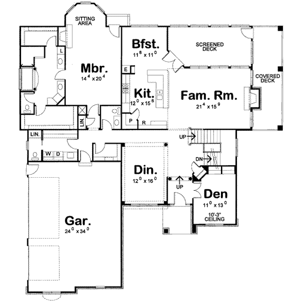 Architectural House Design - Traditional Floor Plan - Main Floor Plan #20-1671