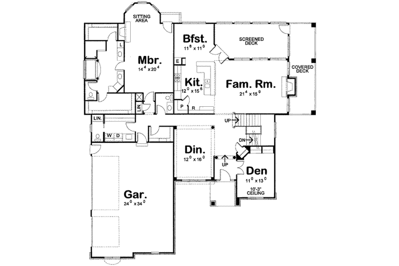 Home Plan - Floor Plan - Main Floor for Traditional House Plan #20-1671 - 4 bed, 4 bath