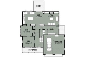 Floor Plan - Main Floor for Farmhouse House Plan #497-16 - 4 bed, 3.5 bath