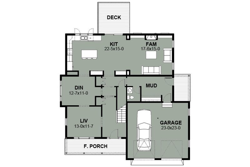 House Plan Design - Floor Plan - Main Floor for Farmhouse House Plan #497-16 - 4 bed, 3.5 bath