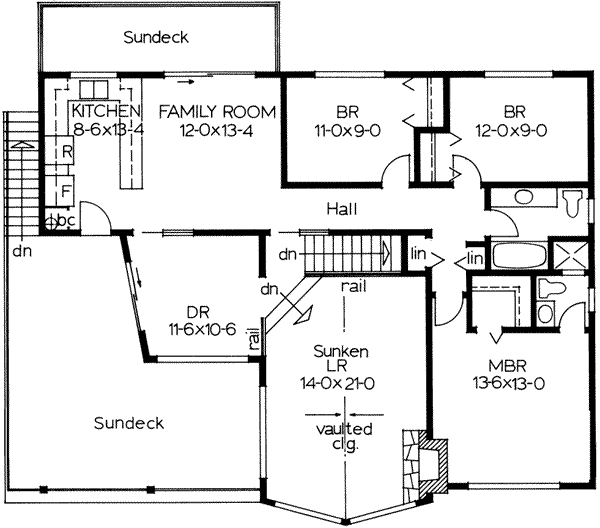 Modern Floor Plan - Upper Floor Plan #126-108
