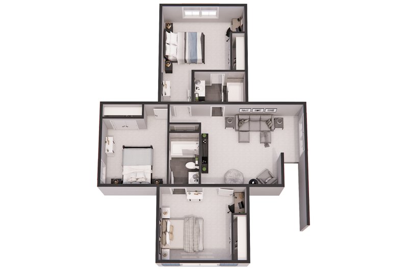 Dream House Plan - Floor Plan - Upper Floor 1 for Farmhouse House Plan #51-1280 - 4 bed, 3.5 bath