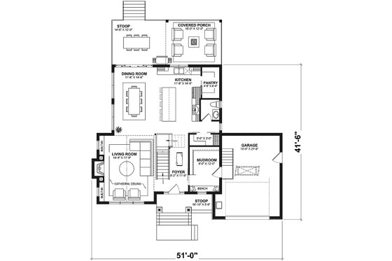 Floor Plan - Main Floor for Country House Plan #23-2791 - 4 bed, 2.5 bath