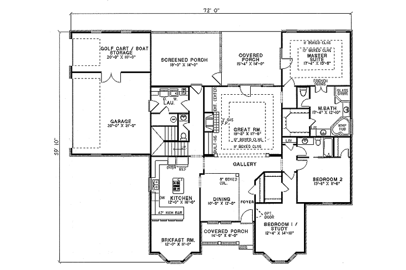 House Blueprint - Floor Plan - Main Floor for European House Plan #17-218 - 3 bed, 4 bath