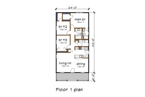 Floor Plan - Main Floor for Cottage House Plan #79-128 - 3 bed, 2 bath