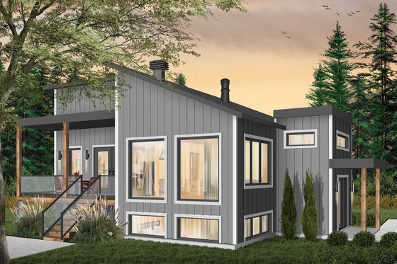 Exterior - Front Elevation 4 for Modern House Plan #23-2672 - 1 bed, 1 bath