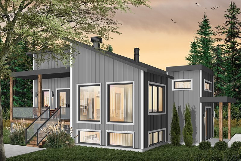 House Plan Design - Exterior - Front Elevation 4 for Modern House Plan #23-2672 - 1 bed, 1 bath