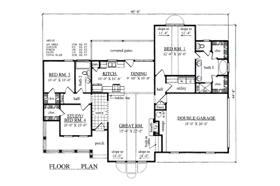 Floor Plan - Main Floor for Country House Plan #42-358 - 3 bed, 2 bath