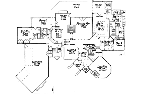 Floor Plan - Main Floor for European House Plan #52-167 - 5 bed, 5.5 bath