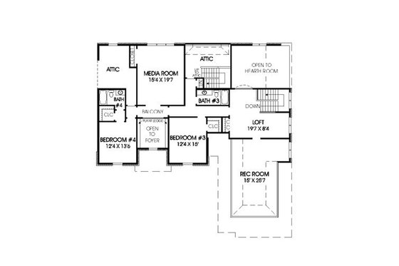 Floor Plan - Upper Floor for Traditional House Plan #424-266 - 4 bed, 4.5 bath