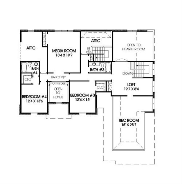 Traditional Floor Plan - Upper Floor Plan #424-266