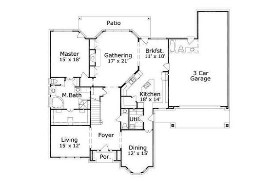 Floor Plan - Main Floor for Colonial House Plan #411-766 - 4 bed, 3.5 bath