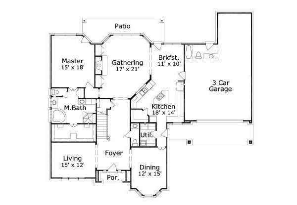 Colonial Floor Plan - Main Floor Plan #411-766