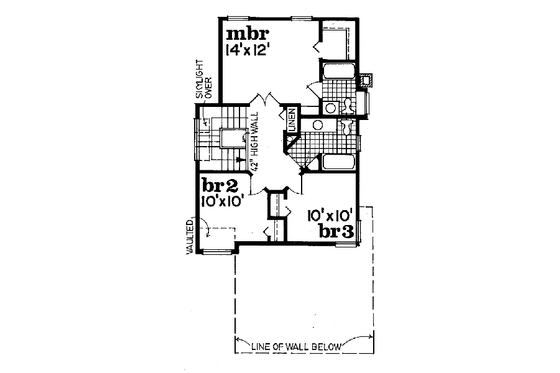 Floor Plan - Upper Floor for Traditional House Plan #47-180 - 3 bed, 2.5 bath