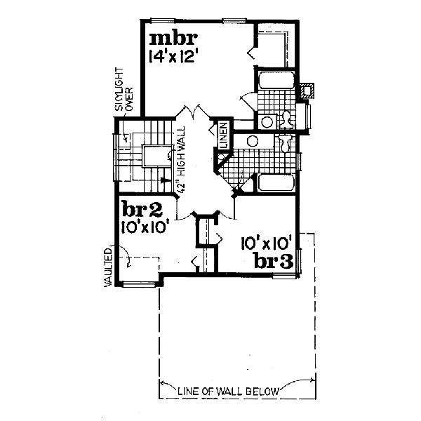 Traditional Floor Plan - Upper Floor Plan #47-180