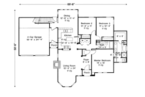 Floor Plan - Main Floor for European House Plan #410-393 - 3 bed, 2 bath