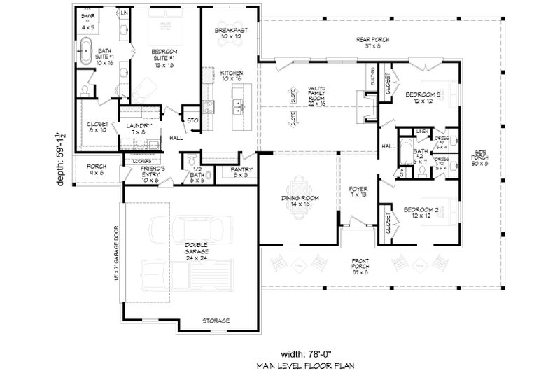 Dream House Plan - Floor Plan - Main Floor for Farmhouse House Plan #932-1169 - 3 bed, 2.5 bath