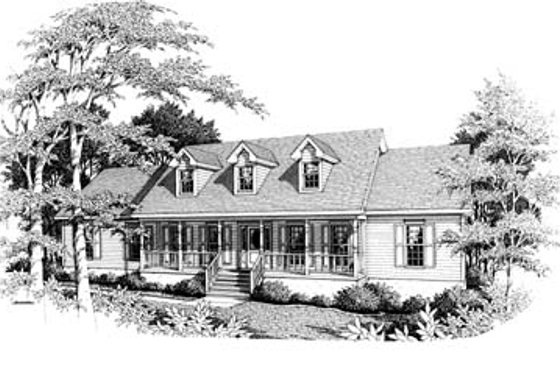 Exterior - Front Elevation for Traditional House Plan #10-116 - 3 bed, 2 bath