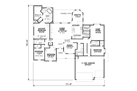 Floor Plan - Main Floor for Traditional House Plan #65-496 - 4 bed, 3 bath