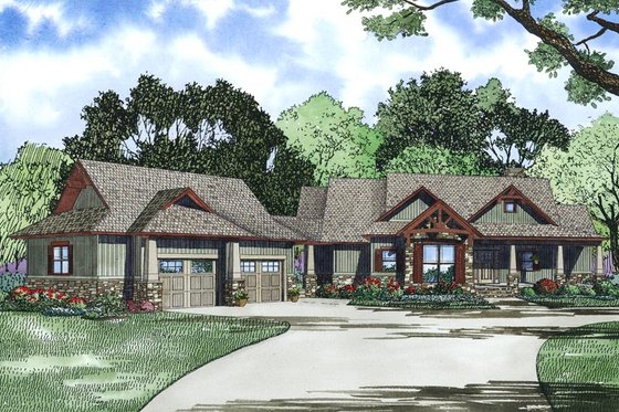 Exterior - Front Elevation 4 for Craftsman House Plan #17-2504 - 4 bed, 4.5 bath