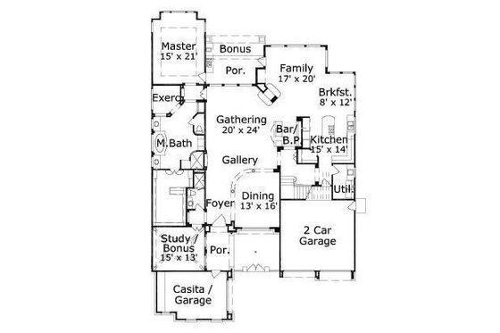 Floor Plan - Main Floor for European House Plan #411-372 - 4 bed, 4 bath