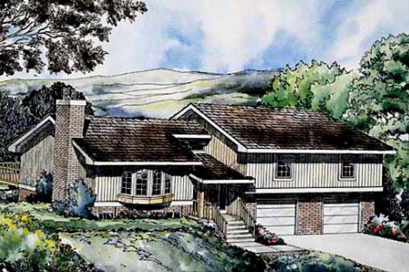 Exterior - Front Elevation 2 House Plan #312-432 - 3 bed, 2 bath