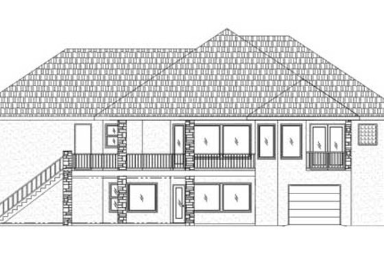 Exterior - Rear Elevation for Traditional House Plan #24-103 - 5 bed, 3.5 bath