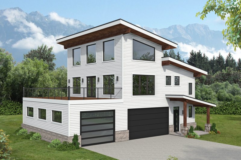 Contemporary Style House Plan - 2 Beds 2.5 Baths 1555 Sq/Ft Plan #932-1189