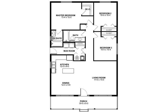 Floor Plan - Main Floor for Cottage House Plan #126-145 - 3 bed, 2 bath