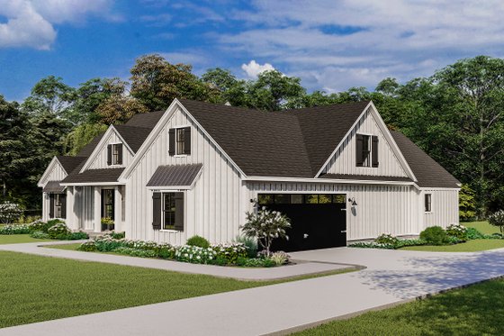 Exterior - Front Elevation 4 for Farmhouse House Plan #406-9666 - 4 bed, 2 bath