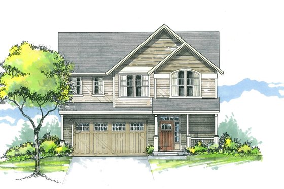 Exterior - Front Elevation for Craftsman House Plan #53-478 - 4 bed, 2.5 bath